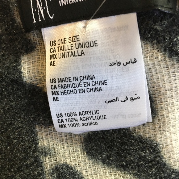 INC Wrap Scarf Animal Print Pashmina  black red Neck Warmer - Picture 3 of 7